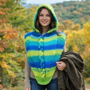 Hand Crafted Knit Balaclava Hoodie Hat Winter Essential Wrap Scarf Cowl